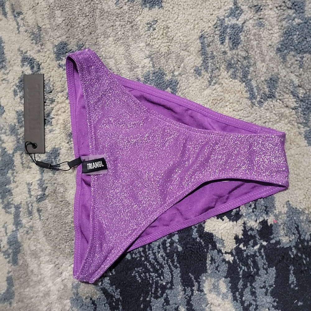 High waist violet sparkle bathing suit bottom